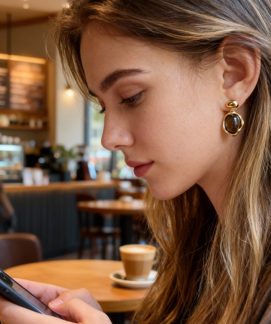 classic chic brown earrings for business attire with calm and elegance 